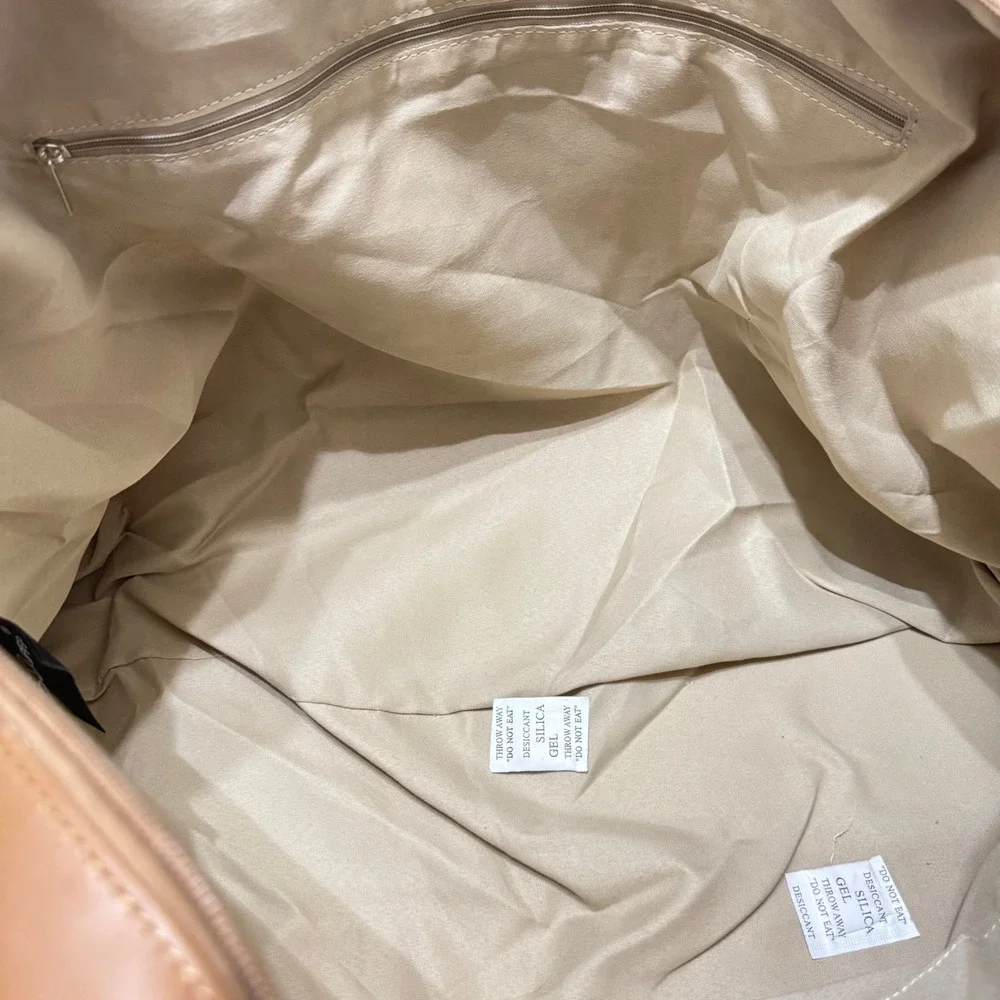 Bella Russo Duffle Travel Bag Unisex Large Tan New Double Handle Zipper Closure